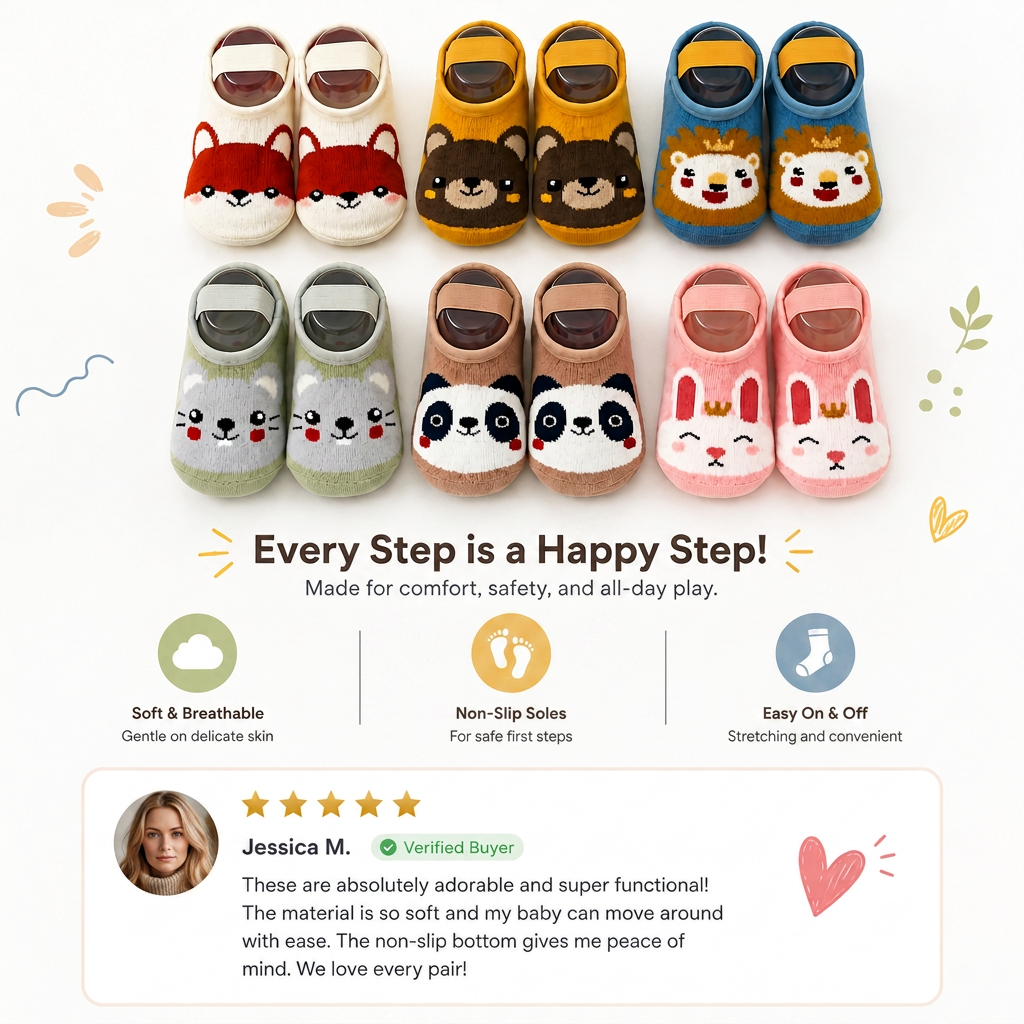 Non-Slip Cartoon Sock Shoes for Babies & Toddlers