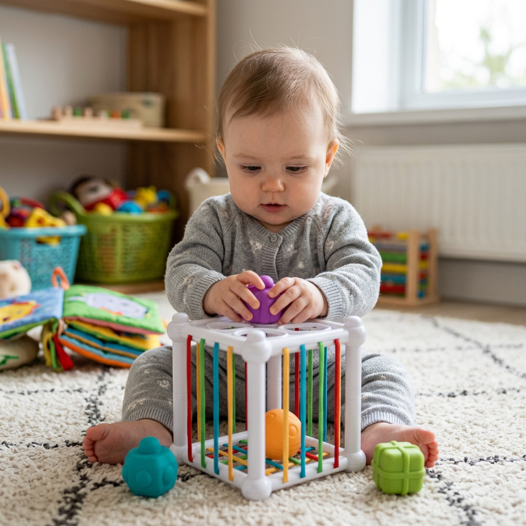 5-in-1 Montessori Soft Rubber Baby Sensory Play Set with Stacking & Sorting Toys – 26 Pieces