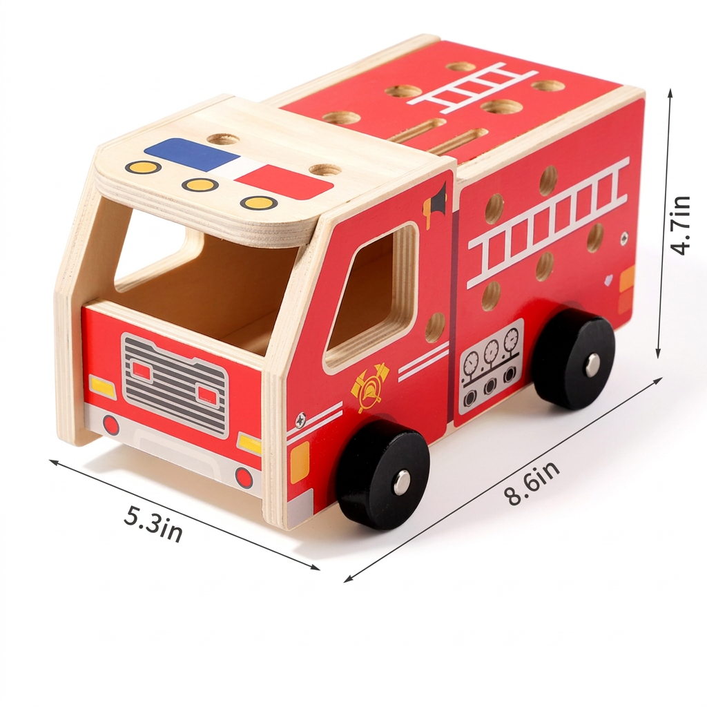 Montessori Wooden Firefighter Tool Box & Building Set