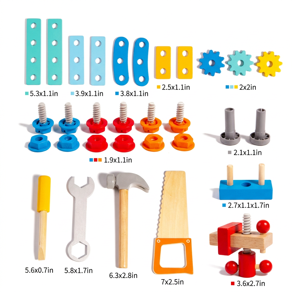 Montessori Wooden Firefighter Tool Box & Building Set