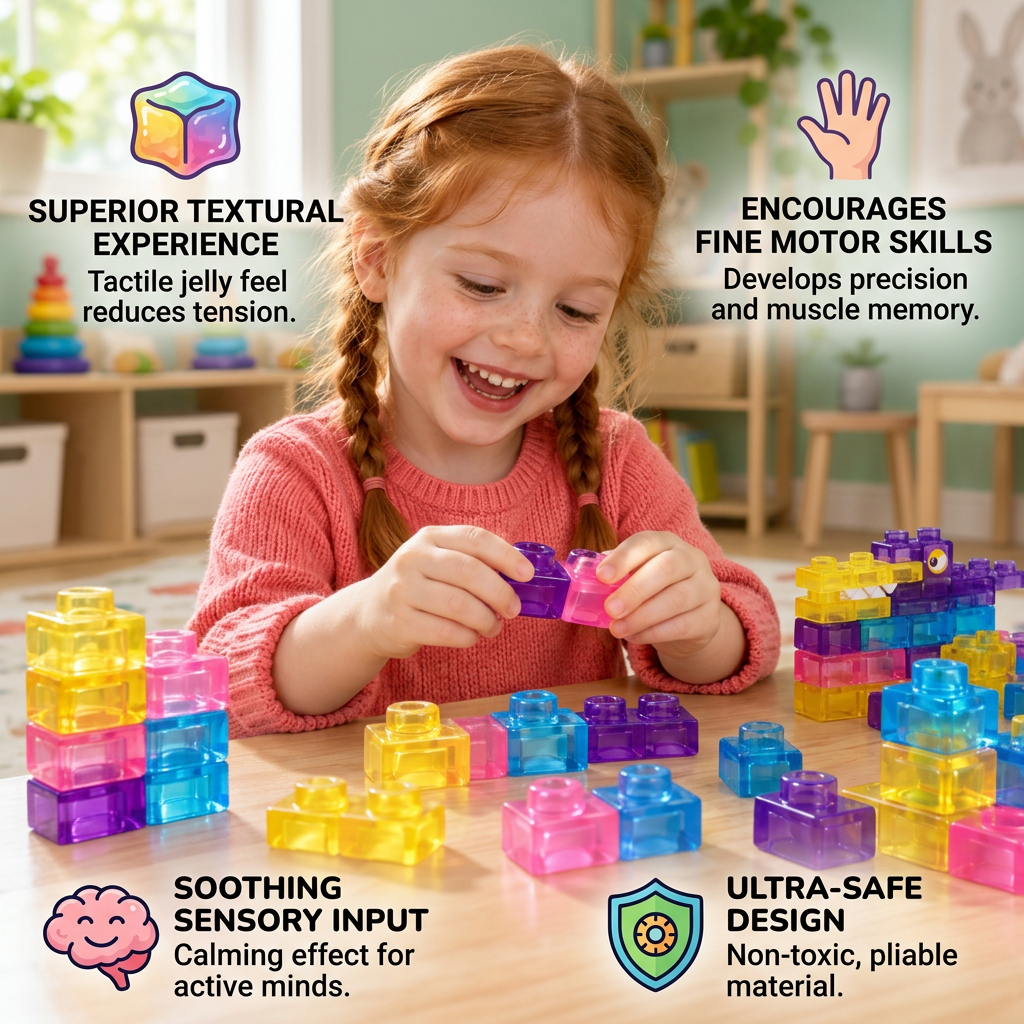 Safe & Soft Squishy Jelly Building Blocks for Kids