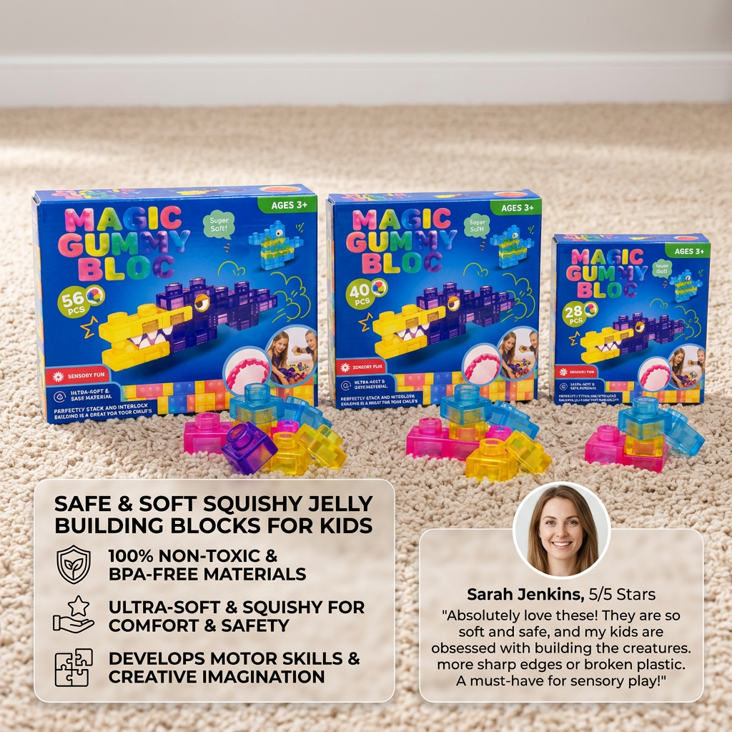 Safe & Soft Squishy Jelly Building Blocks for Kids