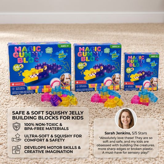 Safe & Soft Squishy Jelly Building Blocks for Kids