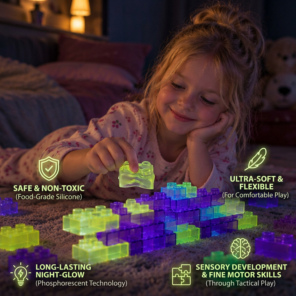 Glow-in-the-Dark Squishy Jelly Building Blocks for Kids – Safe & Soft
