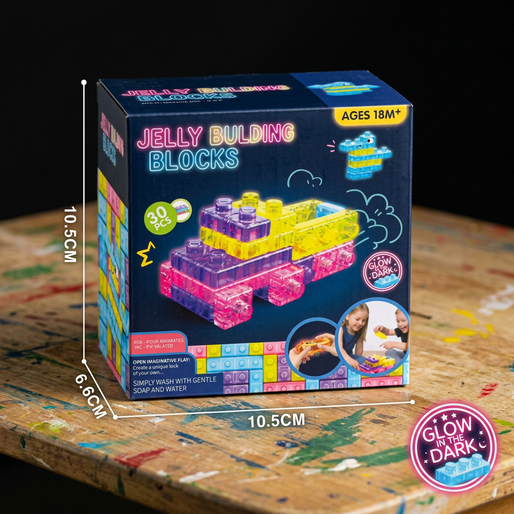 Glow-in-the-Dark Squishy Jelly Building Blocks for Kids – Safe & Soft