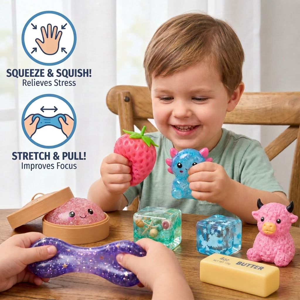 Premium Squishy Fidget Toy Set – 8 Sensory Toys