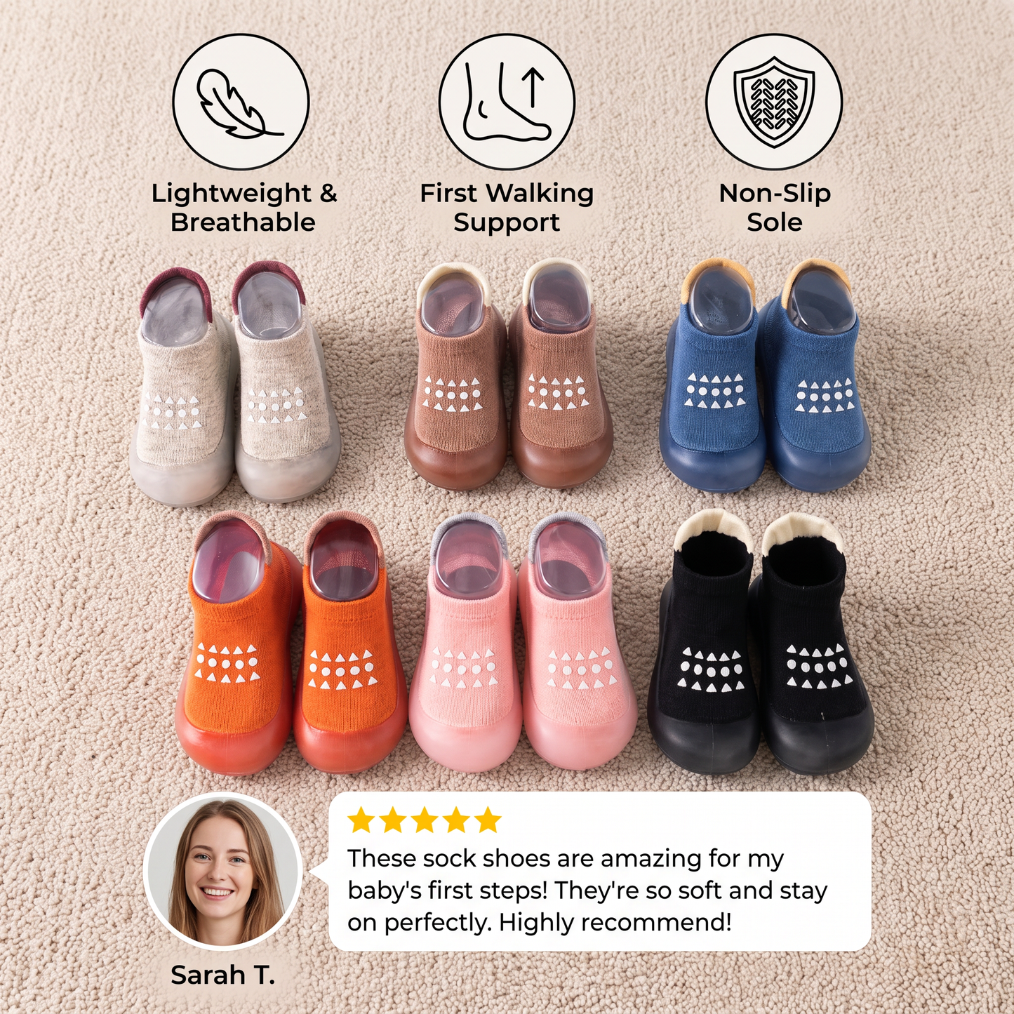 Baby Sock Shoes – Lightweight & Breathable First Walking Shoes