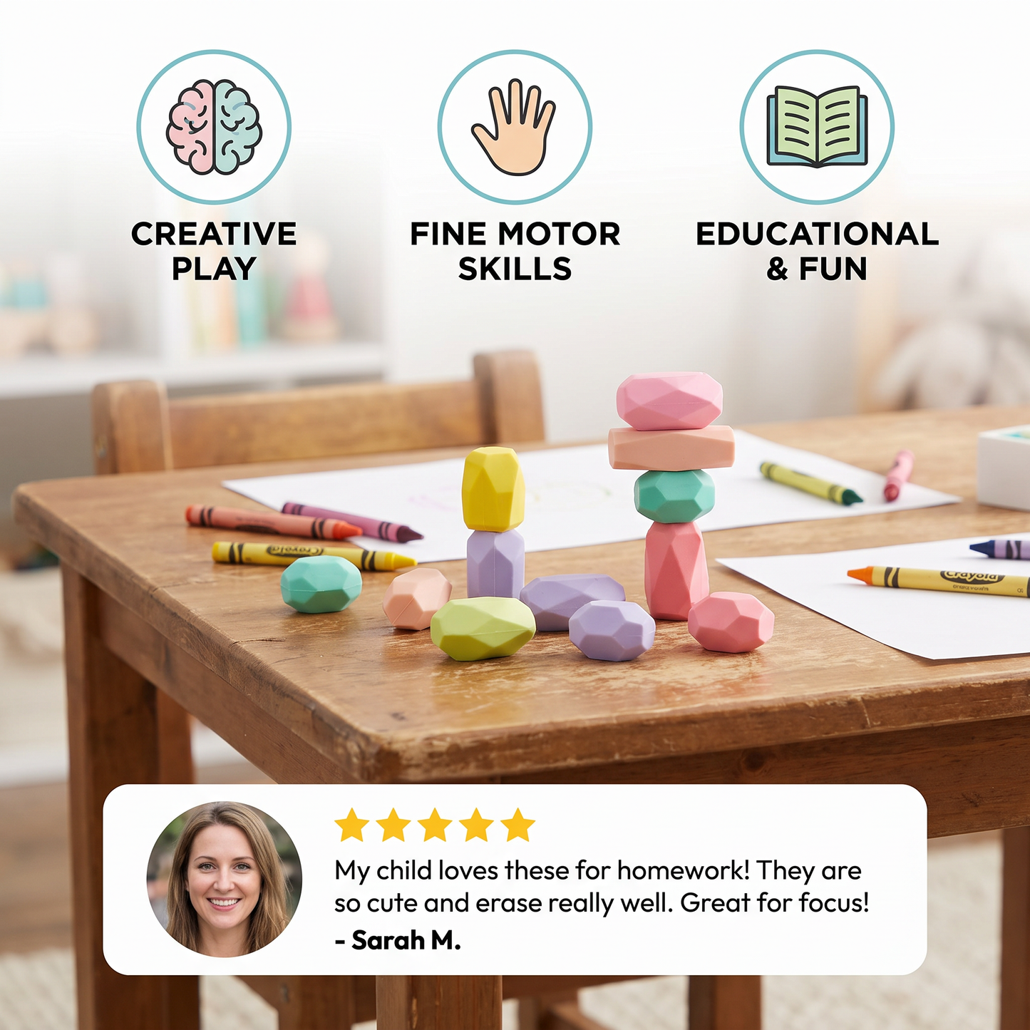 Stack & Build Gem Eraser Set