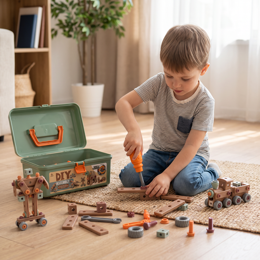 144-Piece Kids Tool Set with Drill & Toolbox – STEM Montessori Construction Kit