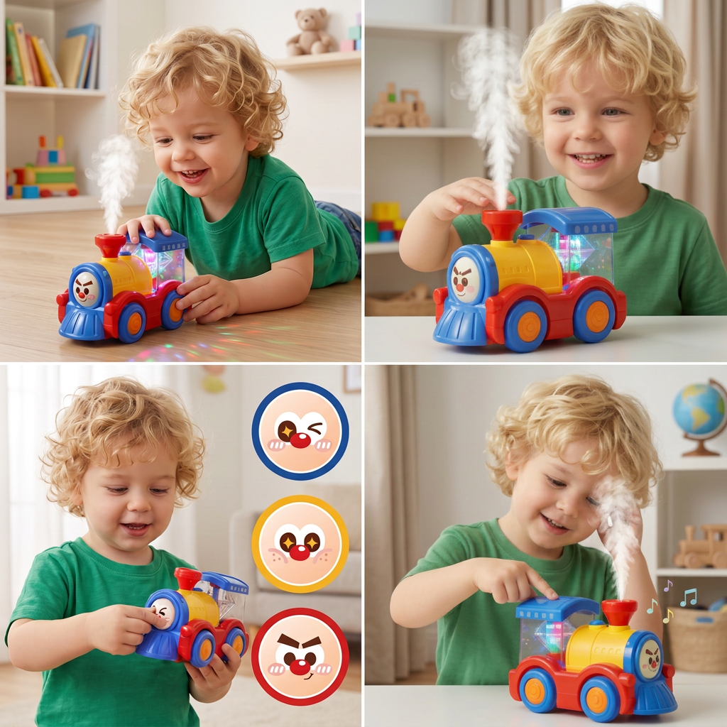 Transforming Train Toy with Steam, Lights & Music