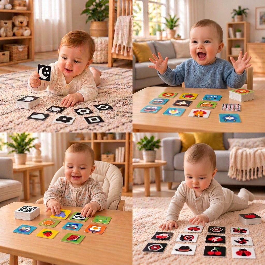 Montessori Baby Learning Flash Cards – Visual Stimulation, Color Recognition & Categorization Set