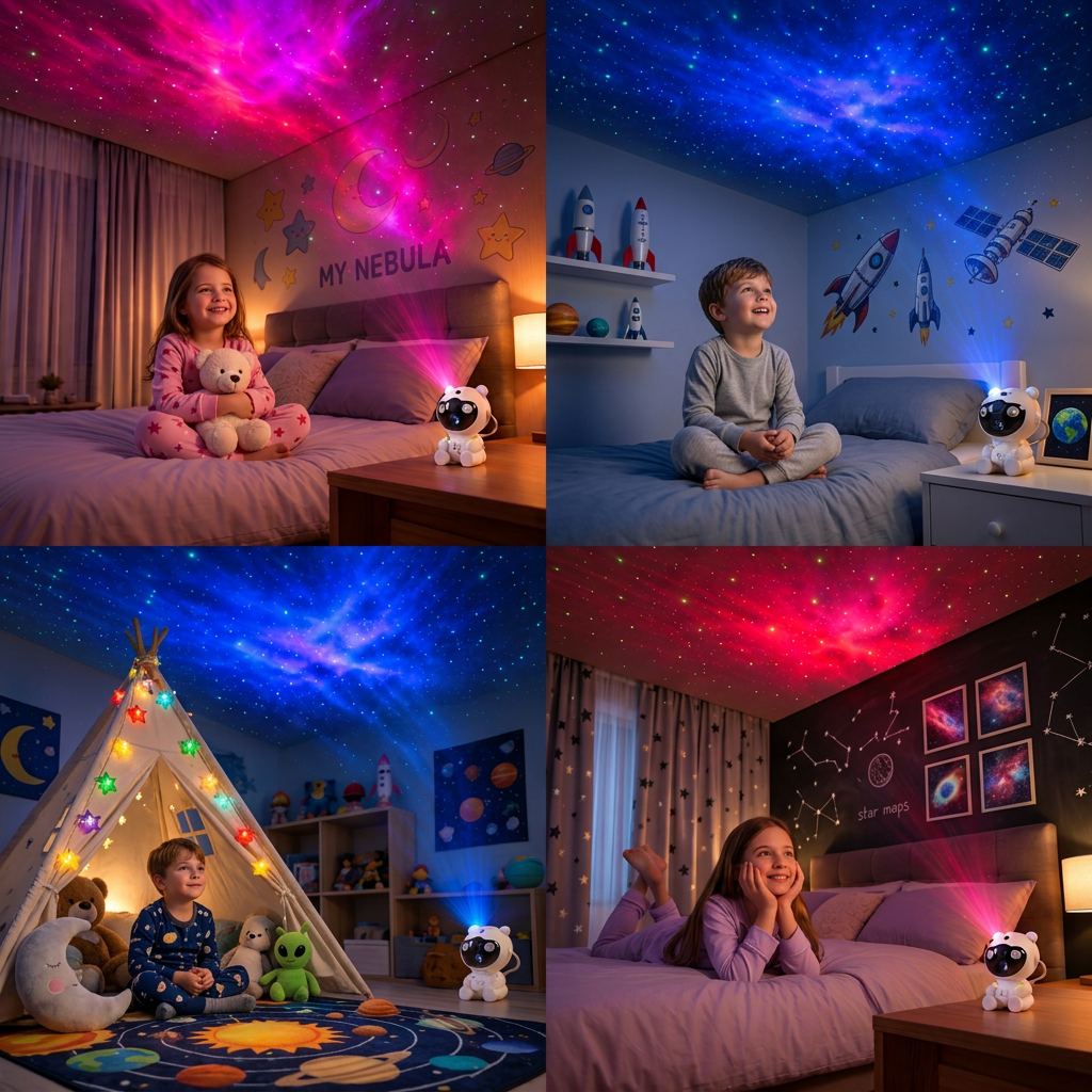 Astronaut Galaxy & Star Projector with 8-Color Nebula & Remote Control