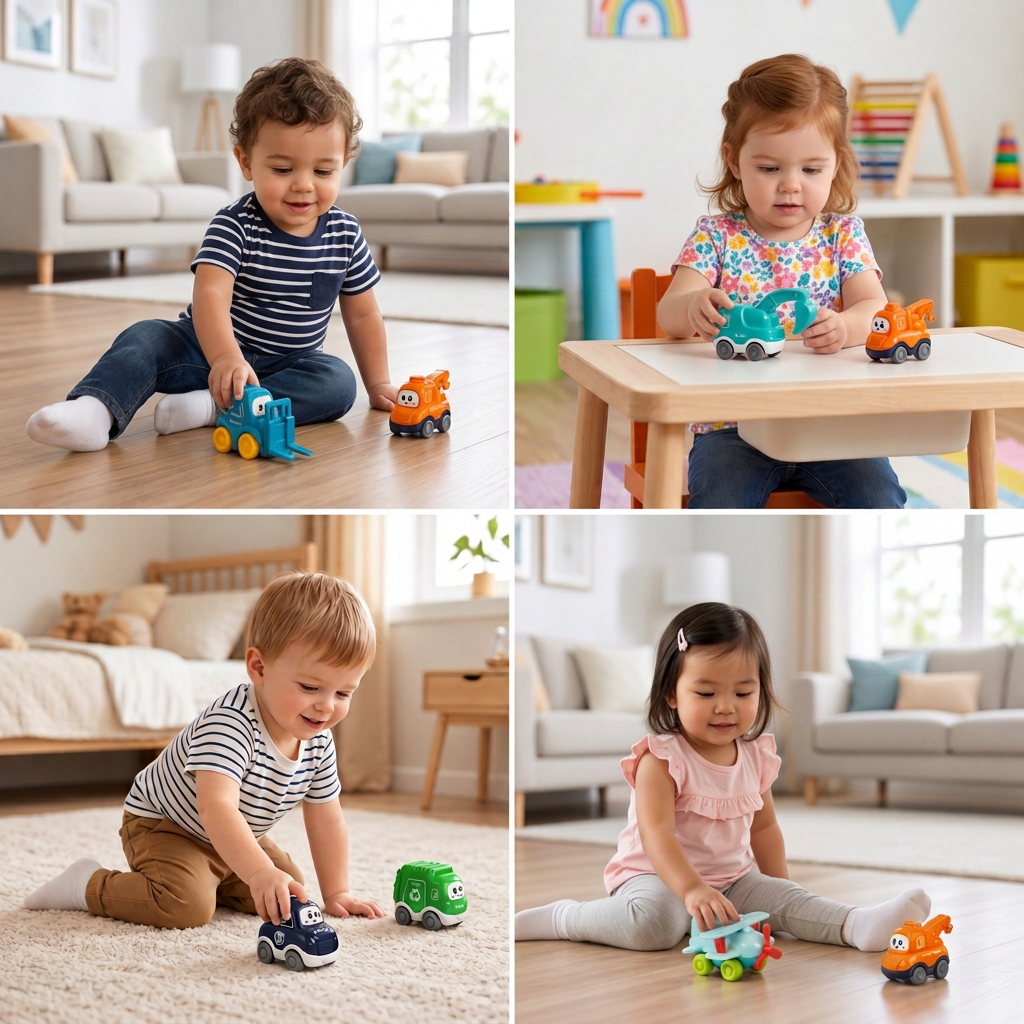 Toddler Toy Truck & Car Set with Play Mat Storage Bag
