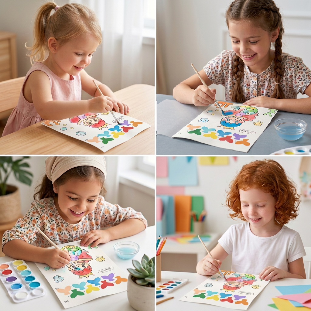 Watercolor Painting Book with Brush – Mess-Free Paint with Water Fun
