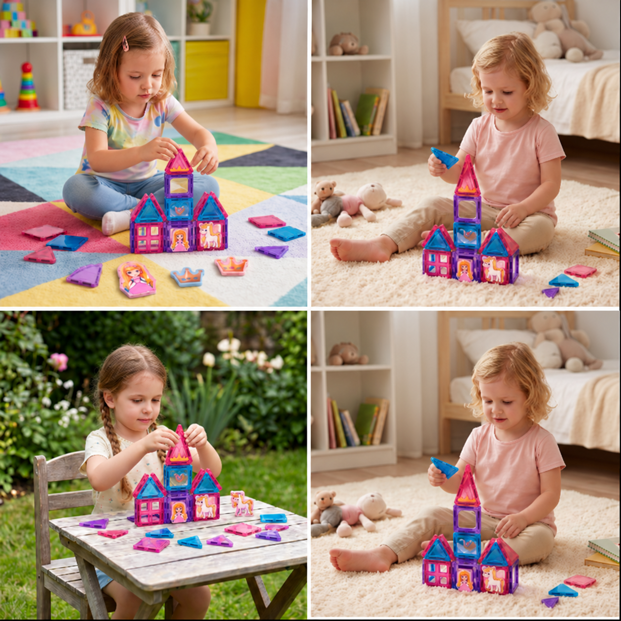 Princess Castle Travel Play Set with Compact Metal Storage Box