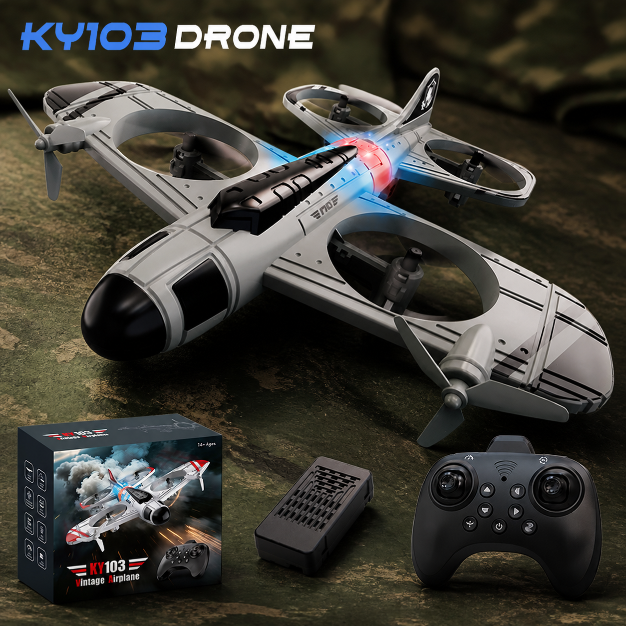 2-in-1 Remote Control Fighter Jet & Drone Toy